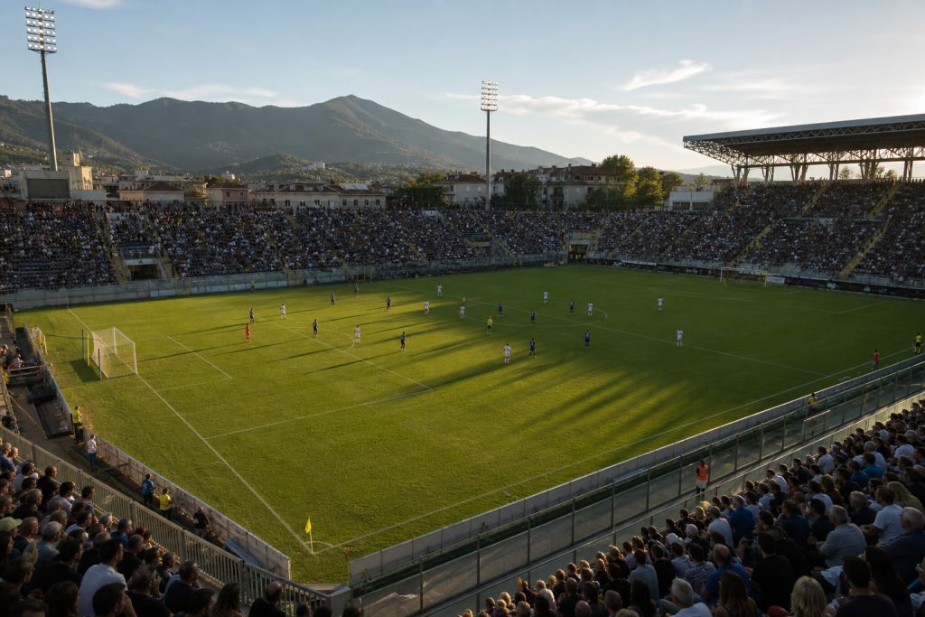 Serie A-mérkőzés szeptemberi délutáni fényben – illusztráció